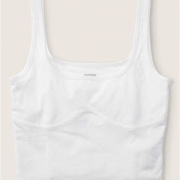 NWT Pink Cotton Contour Crop Tank - Optic White - Picture 2 of 3